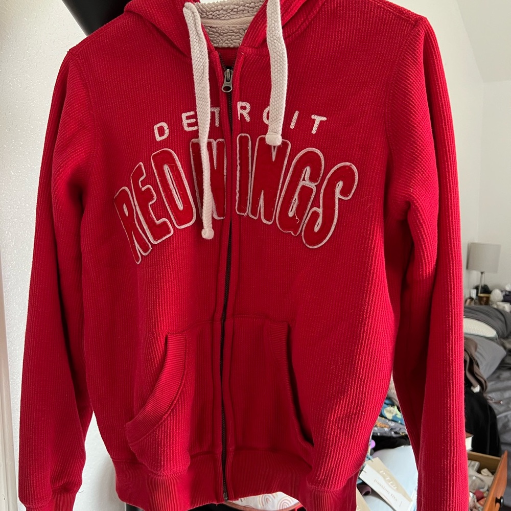 Detroit Red Wings Zip Up Hoodie size small fleece lined